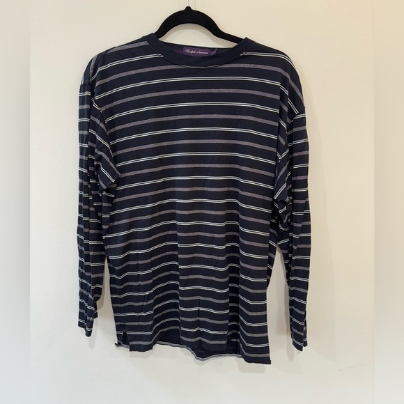 Ralph Lauren Purple Label Striped Crewneck Long Sleeve T-shirt